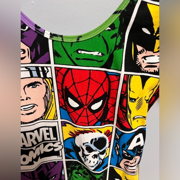 Marvel Comics Super Hero Bodycon Short Sleeve Mini Dress Sz M Sexy - Picture 5 of 5